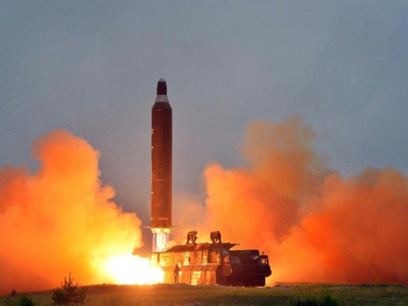 A test launch of the surface-to-surface medium long-range strategic ballistic missile Hwasong-10 takes place from an undisclosed location in North Korea (AFP/File Photo)