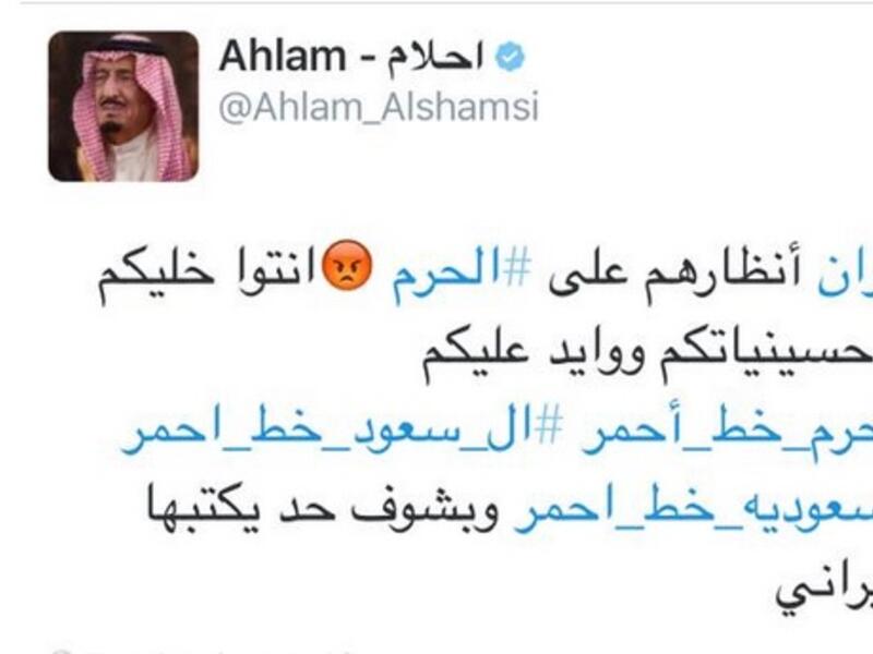 شنت الفنانة الإماراتية أحلام حرب الكترونية في تويتر للدفاع عن السعودية ضد إيران وقامت بتغيير صورتها الشخصية إلى صورة الملك سلمان ودشنت العديد من الهشاتاغات أبرزها "السعودية خط أحمر" وغردت ضد ايران تغريدة أثارت الجدل.