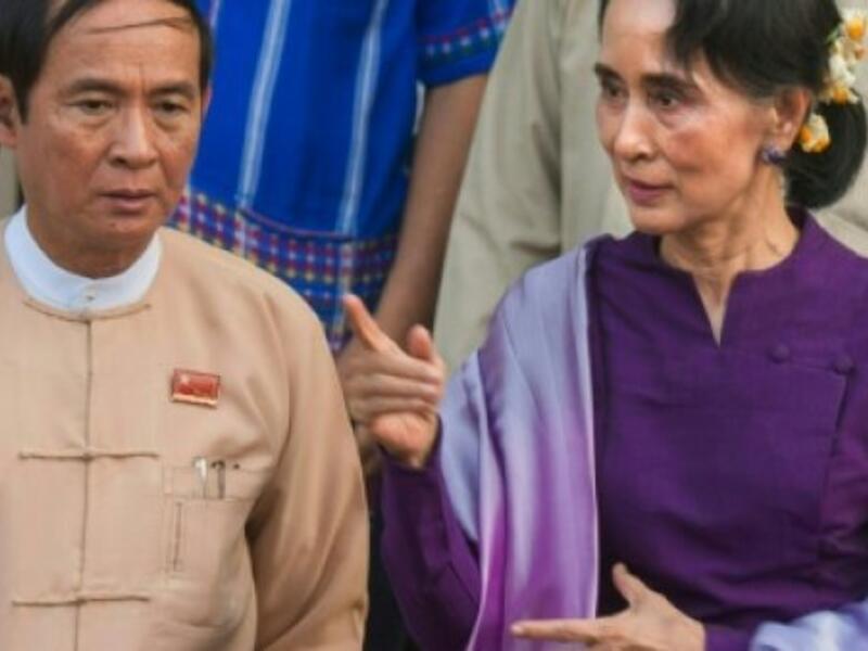 Win Myint ( with Aung San Suu Kyi) become Myanmar's new president following his endorsement by the lower house of parliament (AFP/File Photo)	