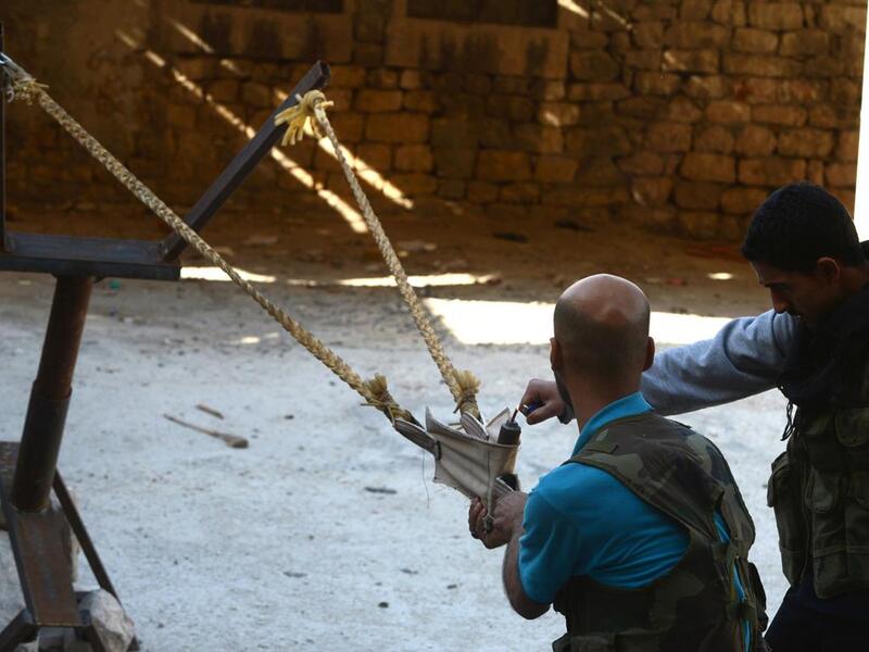 When your throwing arm just won’t do, it’s time to go medieval. Rebel fighters have been spotted using slingshots like this one and catapults to launch grenades, pipe bombs and Molotov cocktails at greater distances.