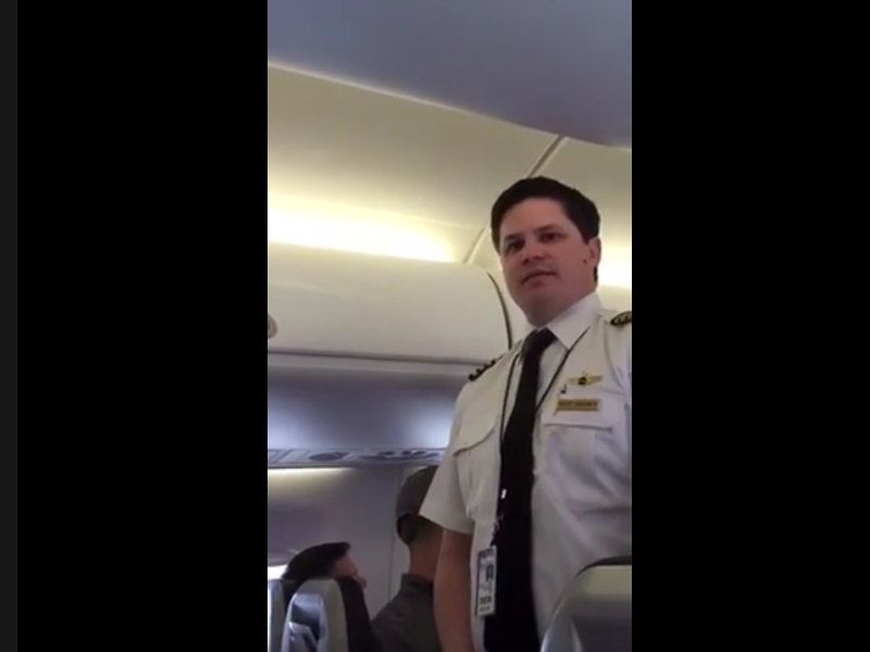 An screengrab from the video apparently filmed on a United Airlines flight in Chicago on March. 20. (photo: Facebook/ Eaman-Amy Saad Shebley)