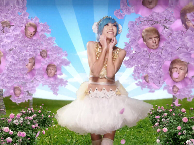 The video shows a Japanese schoolgirl become obsessed with Trump. (Youtube)