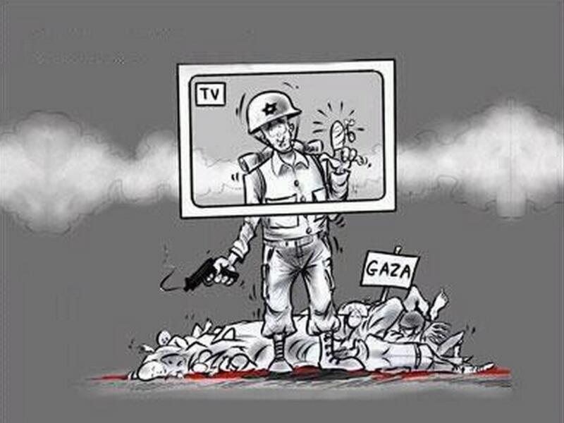 Political cartoons circulating online show both sides in the Israeli-Palestinian conflict feel victimized in the media. (Twitter)