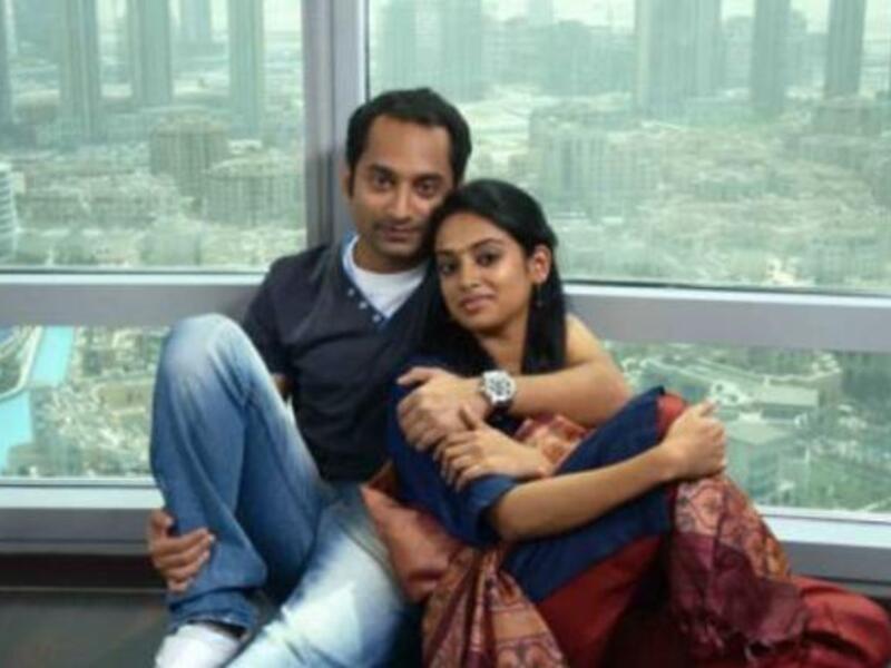 Indian actor Fahad Fazil and actress Gauthami Nair at the set of malayalam movie Diamond Necklace in Dubai.