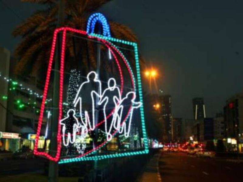 Dubai Shopping Festival lights are up and ready for today's extravaganza to kick off (Photo: Arshad Ali/Gulf News)
