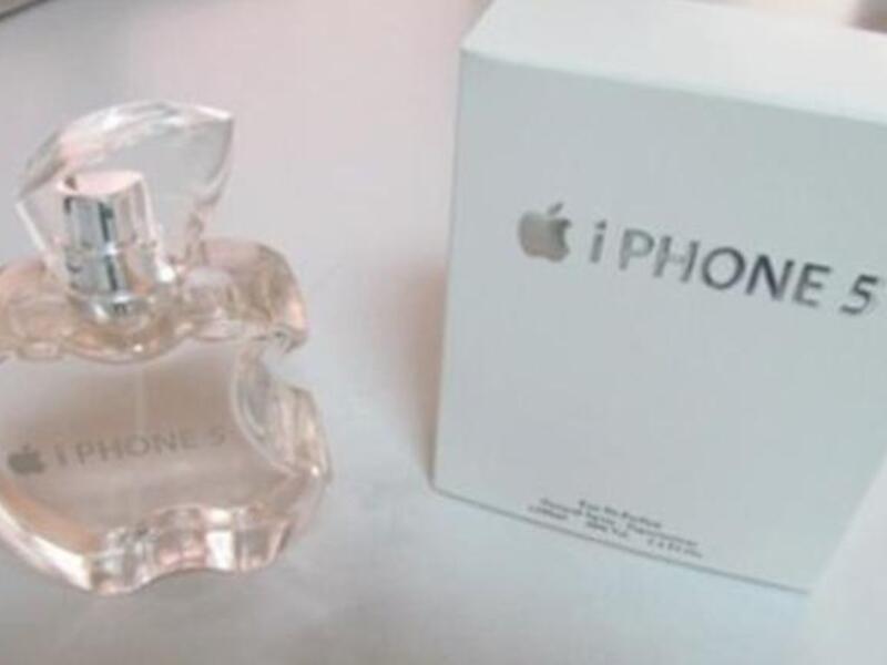 iPhone 5 perfume with matching Apple-style bottle.
