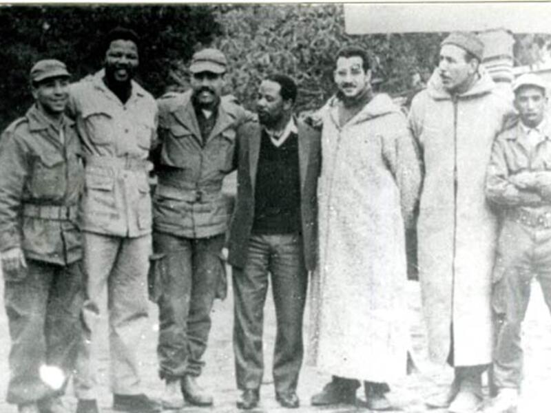 Mandela, pictured second from left, received his fist military training in Algeria with rebels from the National Liberation Front (Courtesy of Pretoria News Library)