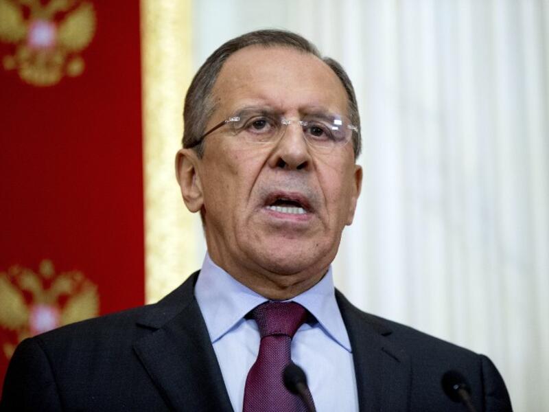 Russian Foreign Minister Sergey Lavrov speaks at a news conference at the Kremlin in Moscow on March 24, 2016 following a meeting with Russian President Vladimir Putin and US Secretary of State John Kerry. (AFP/Andrew Harnik)