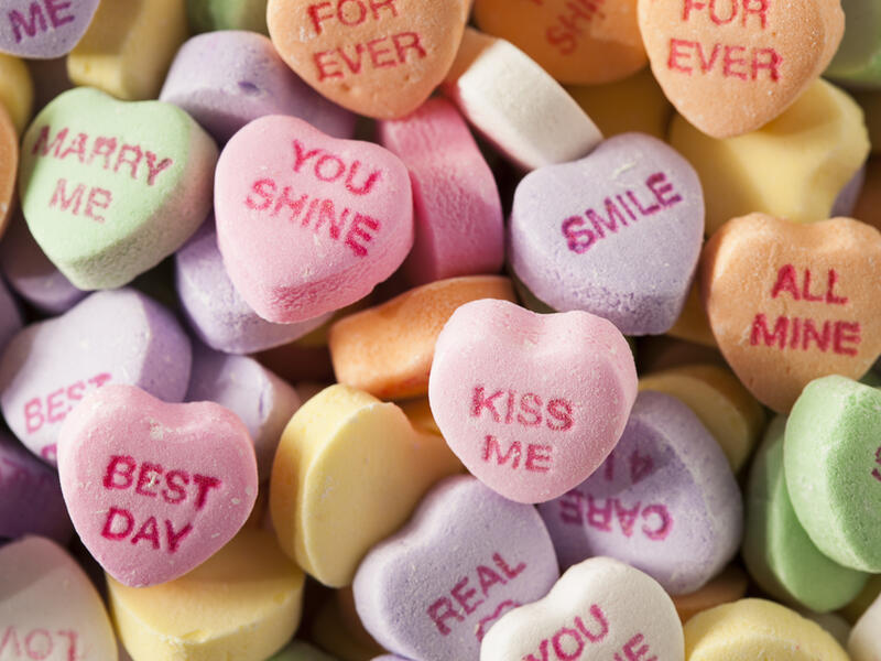 Colorful Candy Conversation Hearts for Valentine's Day (Shutterstock)