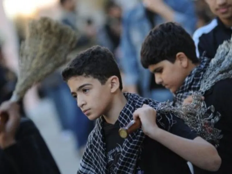 As the story goes, the women and children left living were made prisoners and transported to Yazid's court in Damascus: Perhaps
giving added incentive for women and children ever since to play a role in Ashura (though predominantly a male affair). 