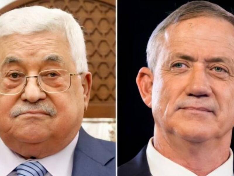 الرئيس الفلسطيني محمود عباس (يسار) ووزير الدفاع الاسرائيلي بيني غانتس
