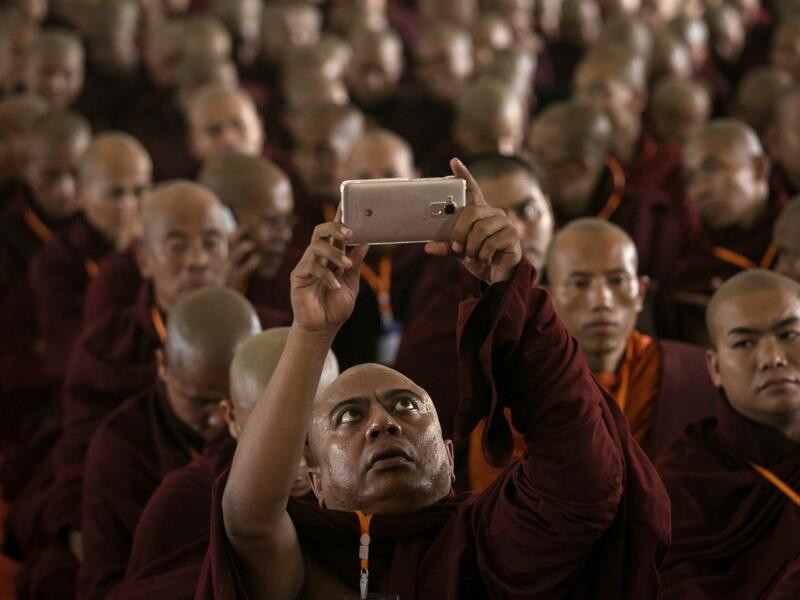 Buddhist monks attend the annual meeting of the ultra-nationalist group Buddha Dhamma Parahita Foundation, previously known as Ma Ba Tha, in Yangon on June 17, 2019.  Sai Aung MAIN / AFP