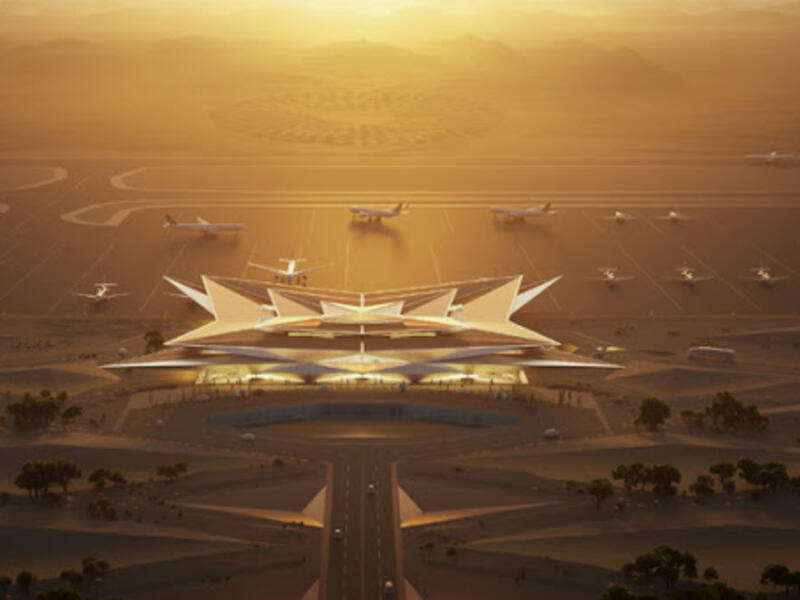 شركة تكشف عن تصميمها المذهل لمطار دولي فاخر في صحراء السعودية