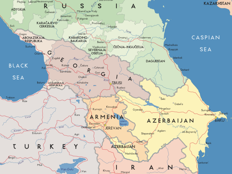 Map of the Caucasus region /Shutterstock Map of the Caucasus region /Shutterstock