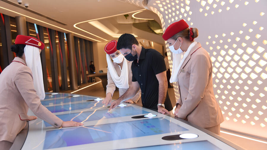 Arteta interacted with several installations and immersive displays