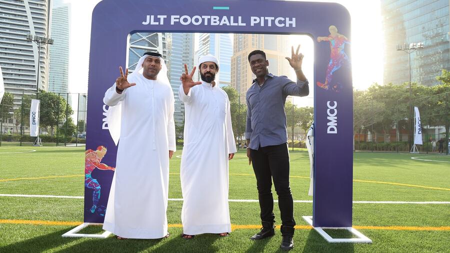 DMCC Welcomes AC Milan Legend Clarence Seedorf to Dubai to Officially Open the JLT Football Pitch