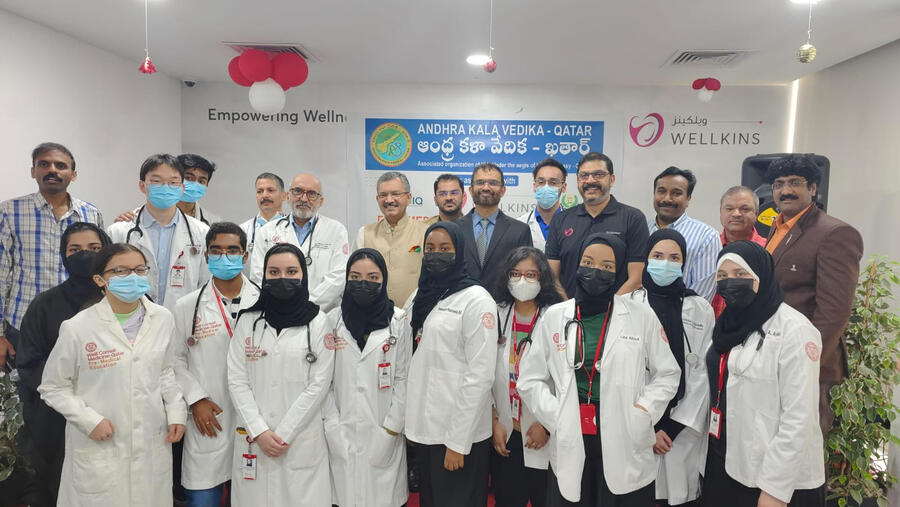WCM-Q students participate in a free medical camp for workers