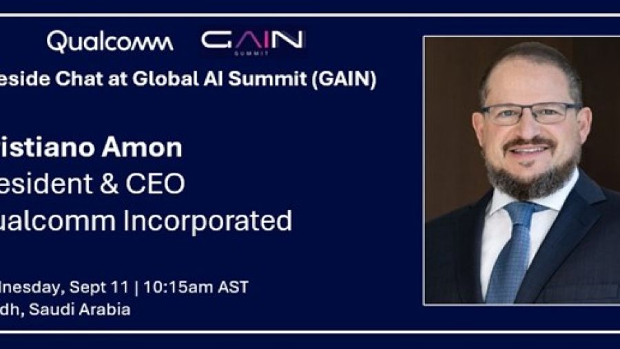  Qualcomm President and CEO Cristiano Amon to Deliver Keynote at Global AI Summit in Saudi Arabia