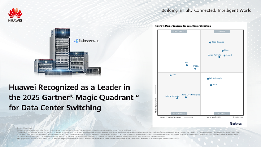 Huawei Recognized as a Leader in the 2025 Gartner® Magic Quadrant™ for Data Center Switching