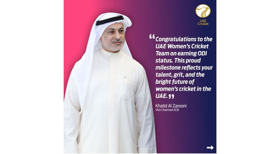 Emirates Cricket Board Vice-Chairman Khalid Al Zarooni congratulates UAE Women’s team on attaining ODI status