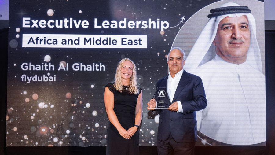 Ghaith Al Ghaith receives the Executive Leadership for the Middle East & Africa accolade at the 2025 Airline Strategy Awards