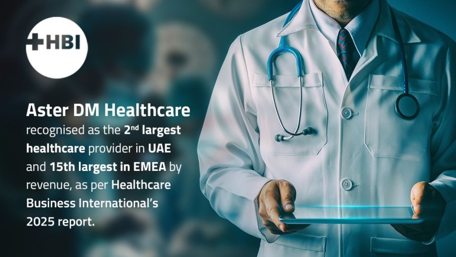 أستر دي إم للرعاية الصحية تحتل المرتبة الثانية بين أكبر مزودي خدمات الرعاية الصحية في الإمارات العربية المتحدة والمرتبة 15 في أوروبا والشرق الأوسط وأفريقيا من حيث الإيرادات – (حسب تقرير المنظمة الدولية للرعاية الصحيةHBI  لعام 2025) 