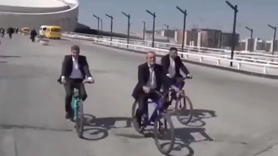Viral Video of Iran’s president Pezeshkian cycling sparks controversy 