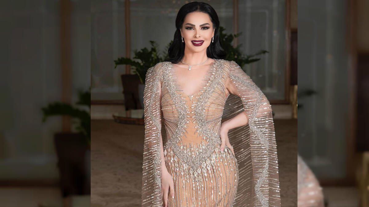 Diana Karazon chose a silver and beige dress for her concert in Jerashs southern theater Source dianakarazonw Instagram