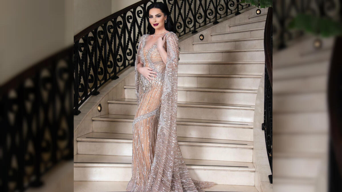 Diana Karazon chose a silver and beige dress for her concert in Jerashs southern theater Source dianakarazonw Instagram