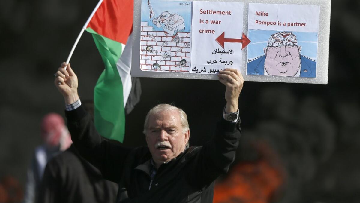 The US broke with decades of international consensus on November 18 as its secretary of state announced the country would no longer consider Israeli settlements in the occupied Palestinian territories illegal. Israel, led by its prime minister, hailed the decision, but Palestinians were outraged -- seeing it as yet another indication of US bias against them. ABBAS MOMANI / AFP