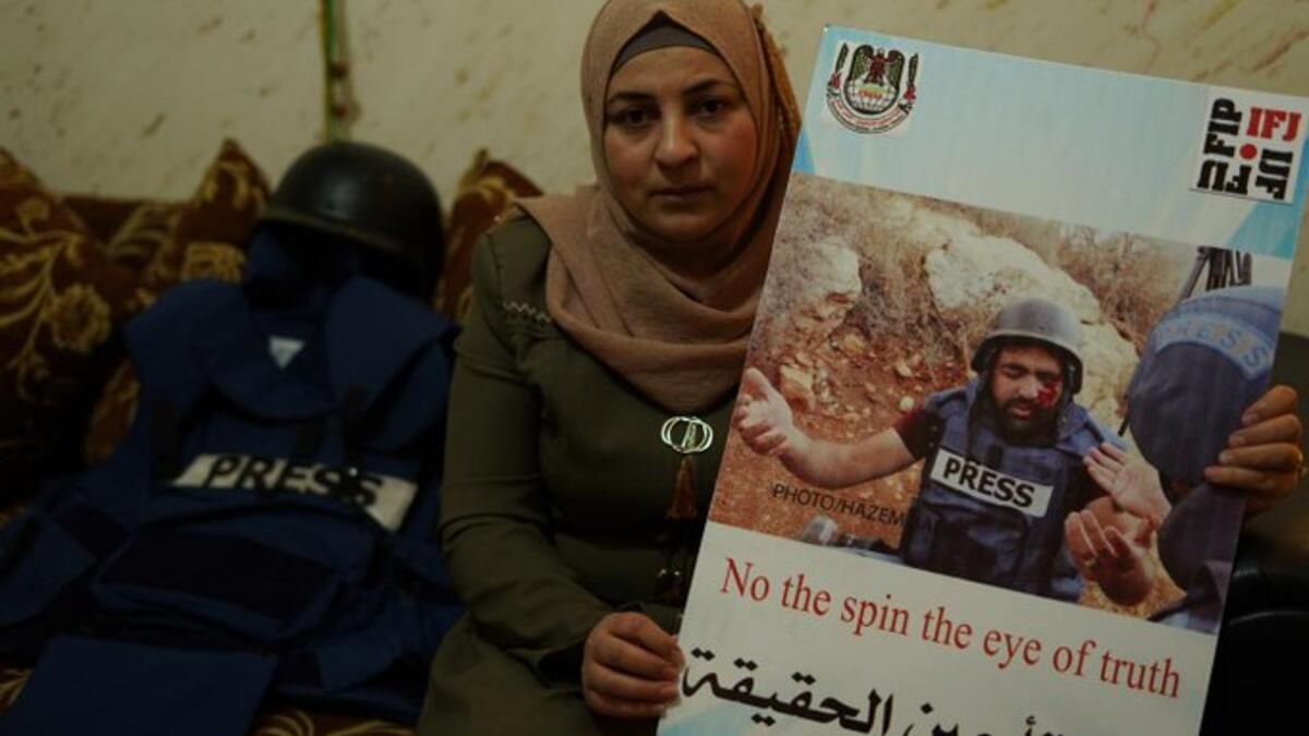 Muath Amarneh, 32, a freelance photographer from the Bethlehem-area Dheisheh refugee camp, was covering protests in the town of Surif alongside several of his colleagues when he was hit (Twitter)