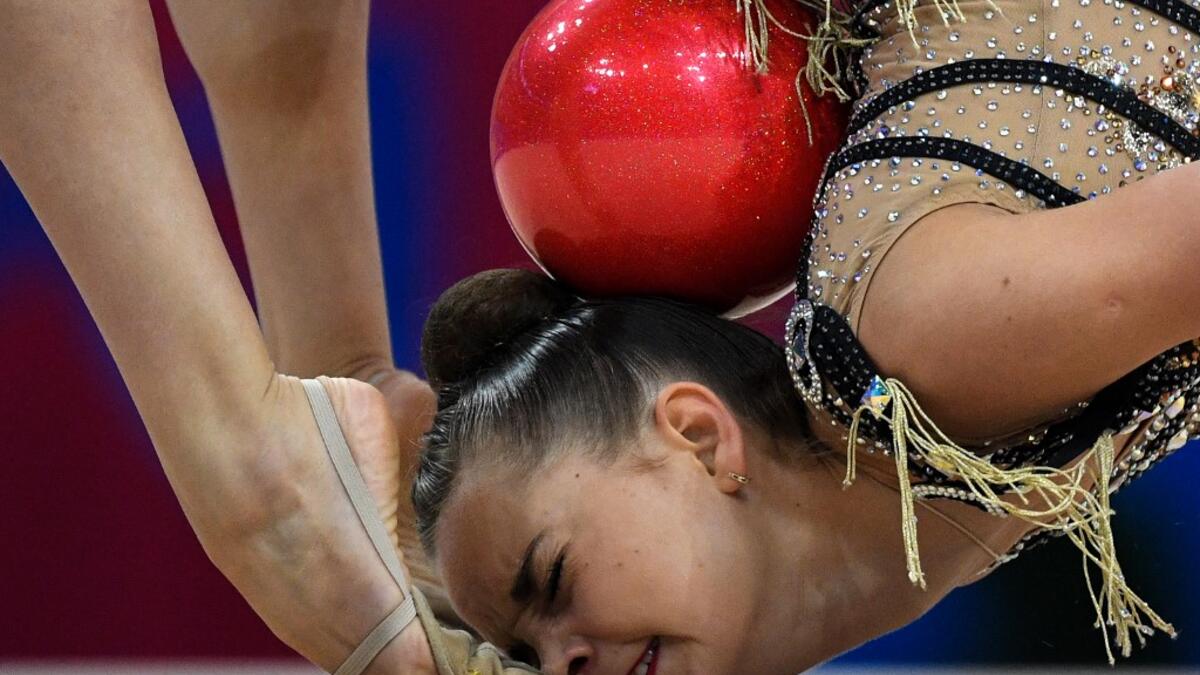 AFP PICTURES OF THE YEAR 2019 - Russia's Dina Averina competes in the Individual Multiple event of the Rhythmic Gymnastics at the 2019 European Games in Minsk on June 22, 2019. Kirill KUDRYAVTSEV / AFP