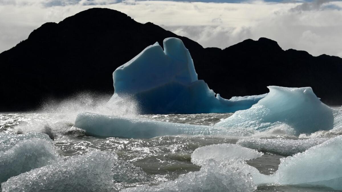 View of glaciers at the Torres del Paine National Park in Magallanes region, Chile, on November 1, 2019. Johan ORDONEZ / AFP