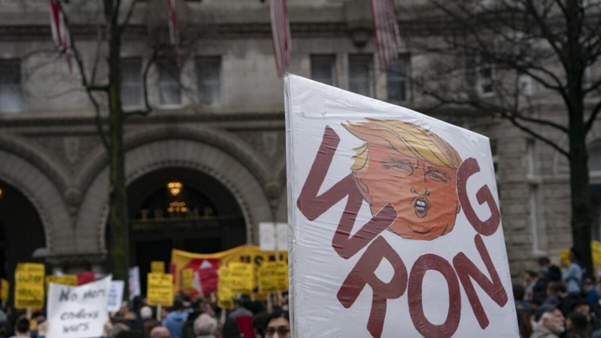 Demonstrations are taking place in several U.S. cities in response to increased tensions in the Middle East as a result of a U.S. airstrike that killed an Iranian general last week. Alex Edelman/Getty Images/AFP