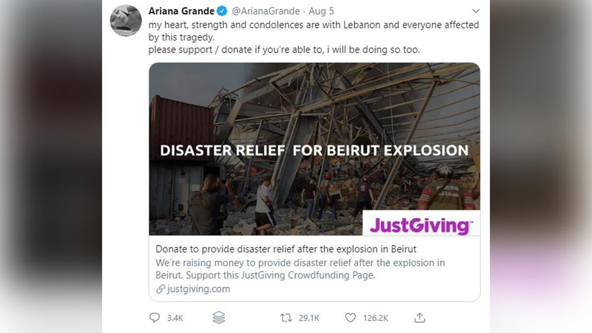 Ariana Grande: 'please support / donate if you’re able to, i will be doing so too'
