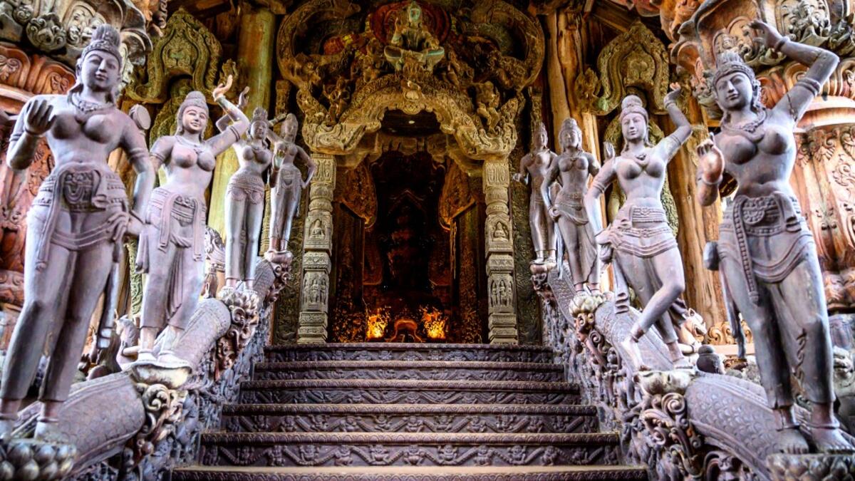 Inspired by the Thai temples in Ayutthaya, the building was designed by Thai businessman Lek Viriyaphan and is decorated with ornamentation from the Thai, Hindu, Buddhist, Chinese, and Khmer traditions. The construction started in 1981 and is not expected to be finished until 2025. Mladen ANTONOV / AFP