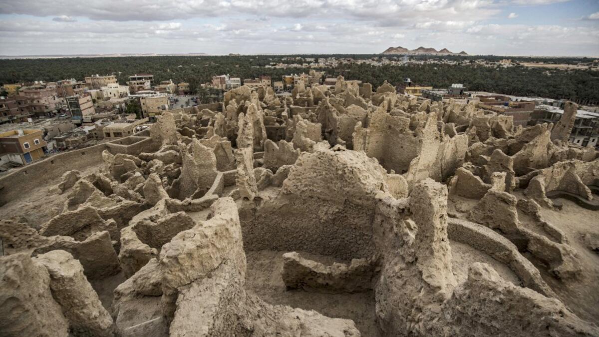 This picture shows a view of the recently restored fortress of Shali and its surroundings, in the Egyptian desert oasis of Siwa, some 600 kms southwest of the capital Cairo, on November 6, 2020. Khaled DESOUKI / AFP
