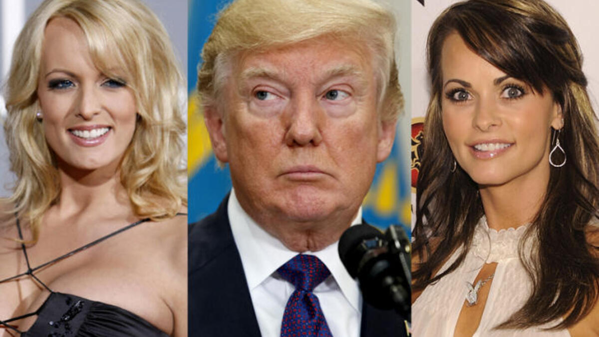 دفع أموال مقابل سكوت ممثلتي أفلام إباحية: تزعم "كارين ماكدوغال" عارضة مجلة "بلاي بوي" و"ستورمي دانيلز" ممثلة الأفلام الإباحية أنهما أقامتا علاقات جنسية مع "ترامب" وأنهما حصلتا على أموال مقابل سكوتهما قبيل الانتخابات الرئاسية 2016.