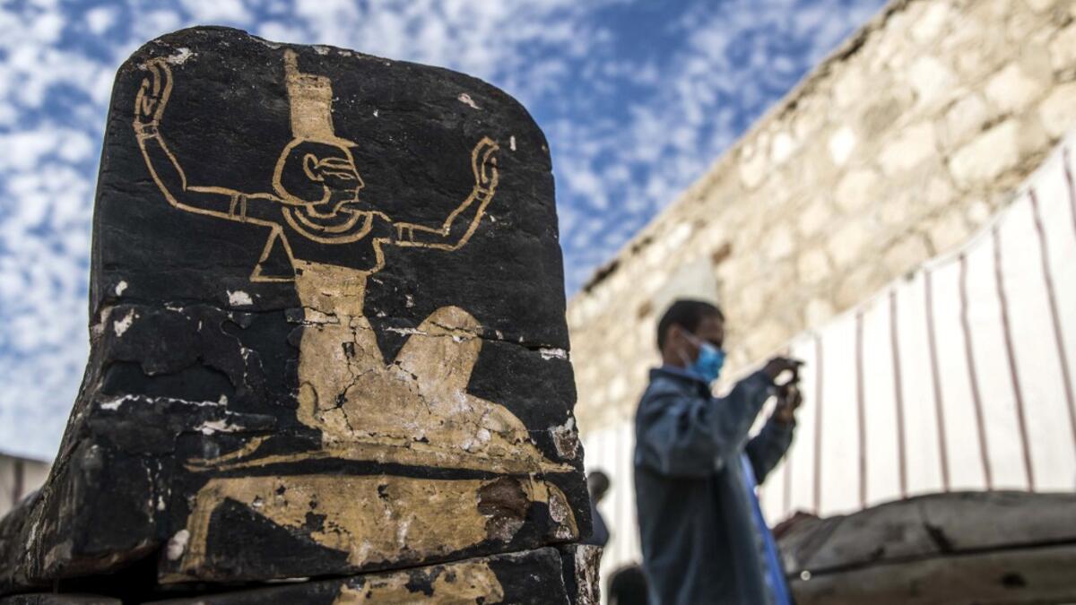 The discovery at the necropolis which lies 30kms south of the Egyptian capital, includes the funerary temple of Queen Naert, wife of King Teti, as well as burial shafts, coffins, and mummies dating back to nearly 3000 years ago during the New Kingdom. Khaled DESOUKI / AFP
