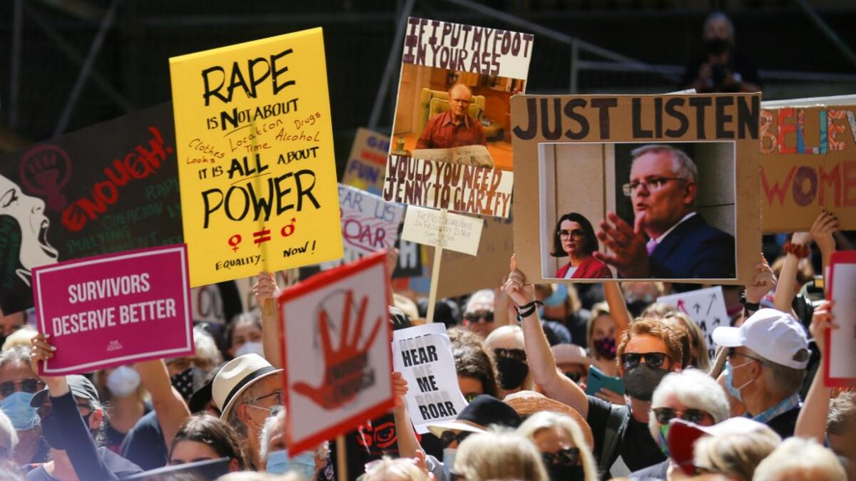 A rally against sexual violence and gender inequality in Australia