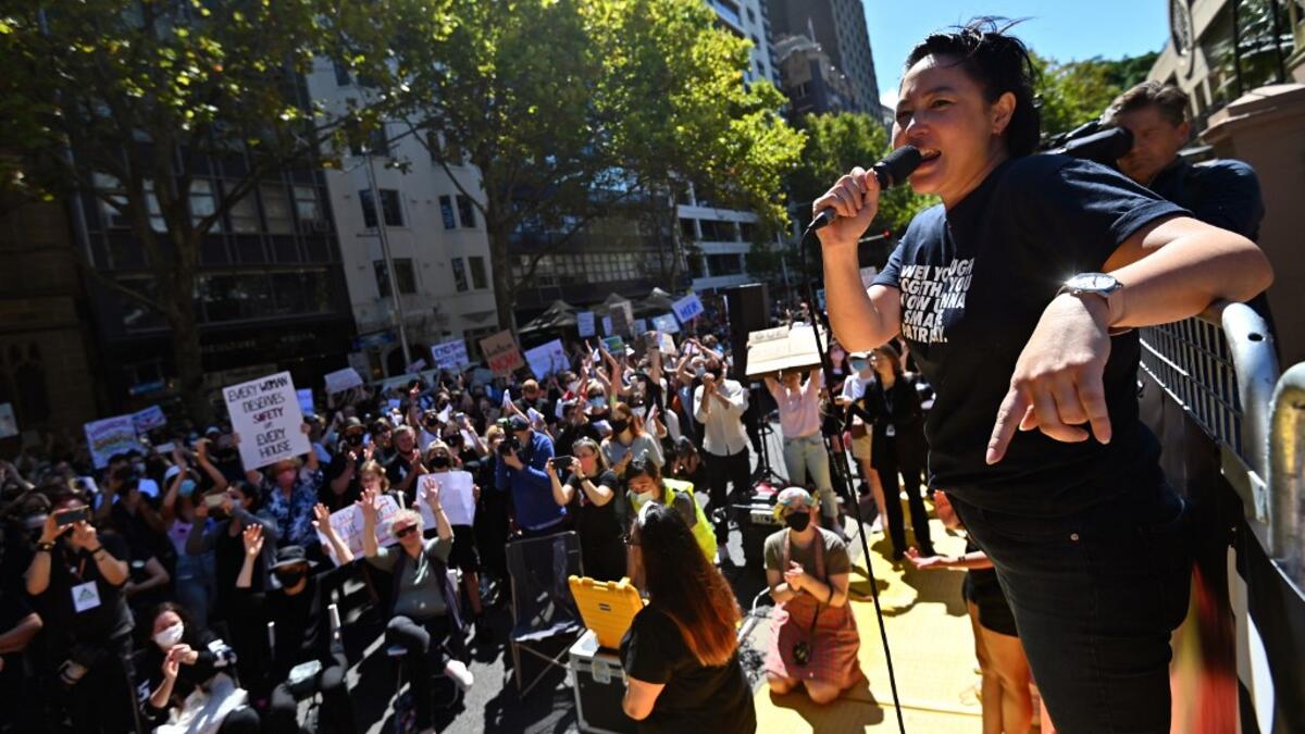 A rally against sexual violence and gender inequality in Australia