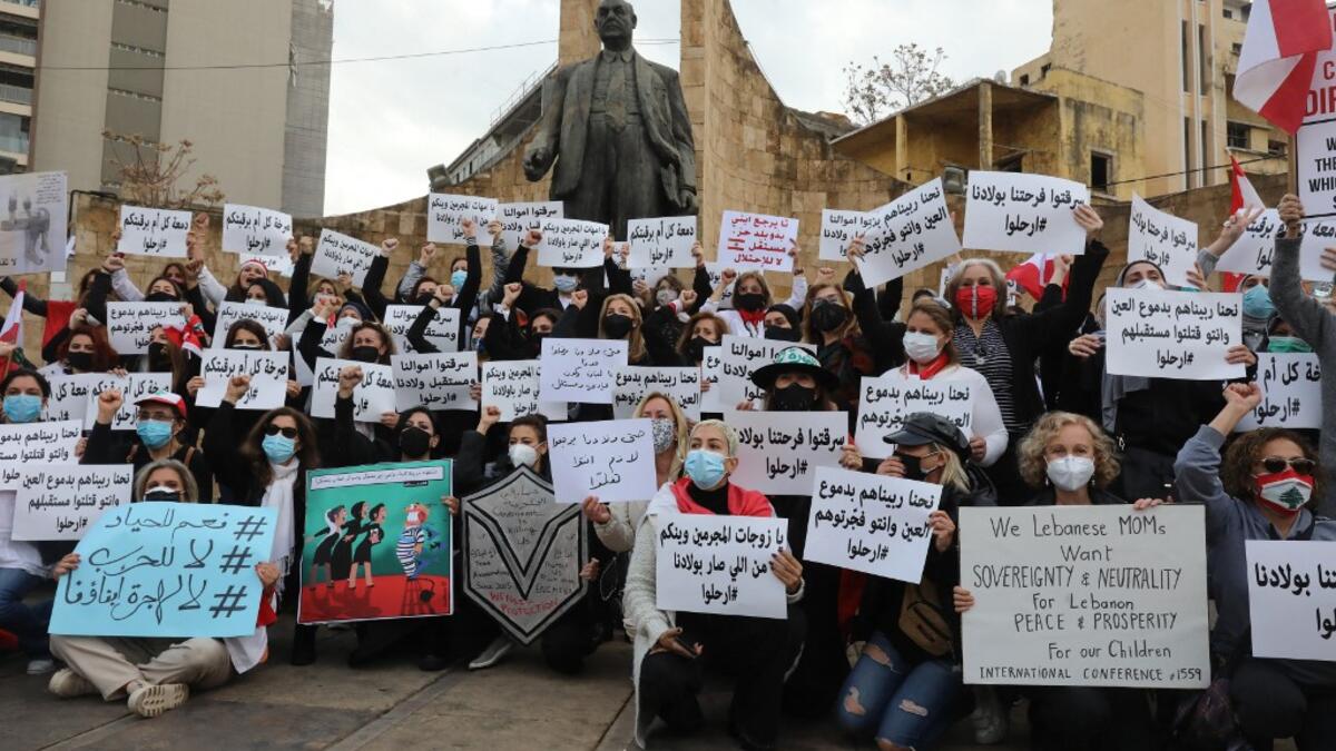 Lebanese women protest on the occasion of Mother's Day