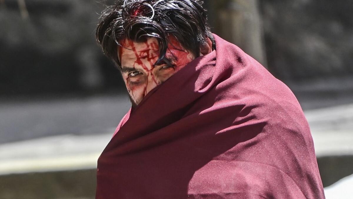 An actor reenacts the Passion of the Christ in Iztapalapa neighbourhood in eastern Mexico City