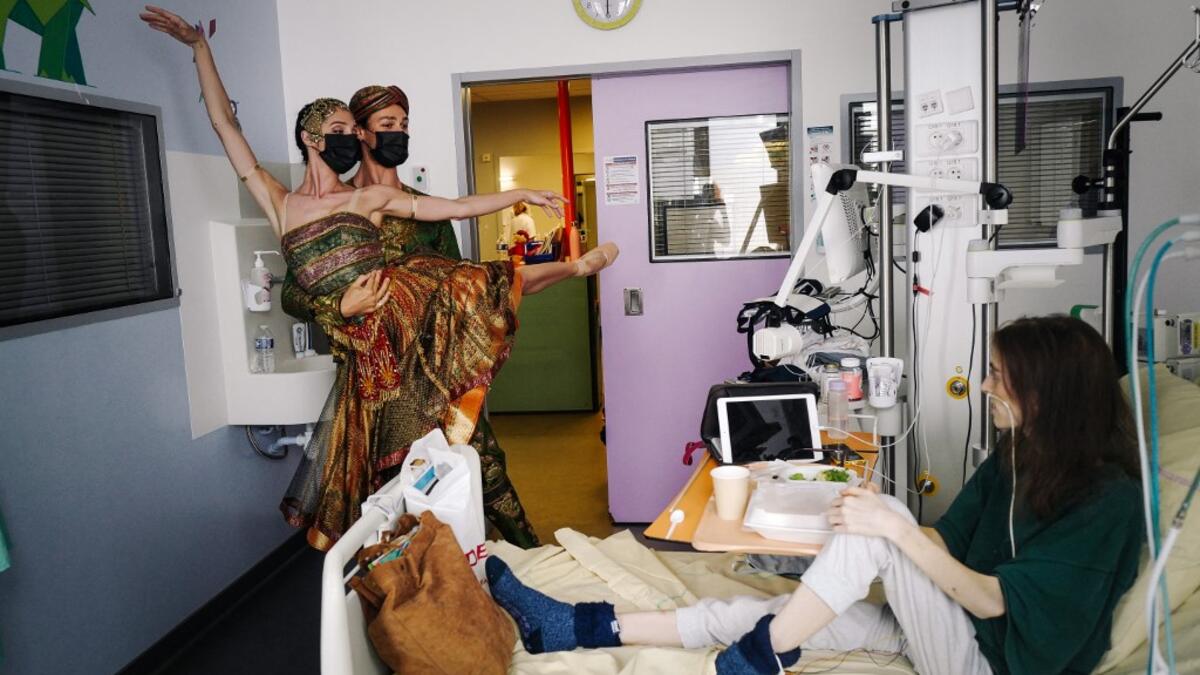 Ballet dancers in Children's hospital in Paris.