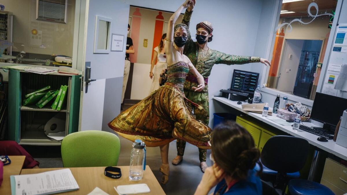 Ballet dancers in Children's hospital in Paris.