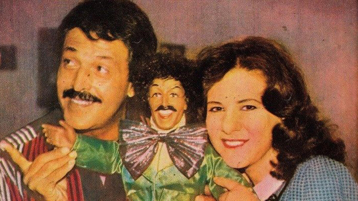 Samir Ghanem and Dalal Abdel Aziz with fictional character Fatouta