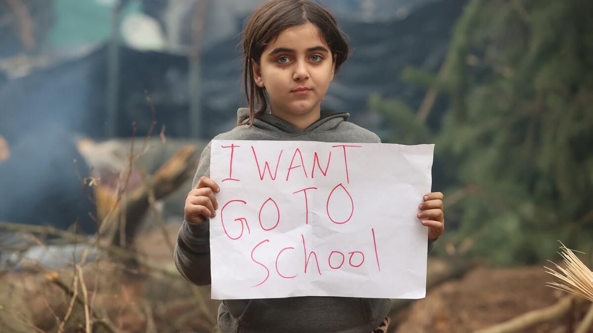 Migrants near the Belarus-Polish border
