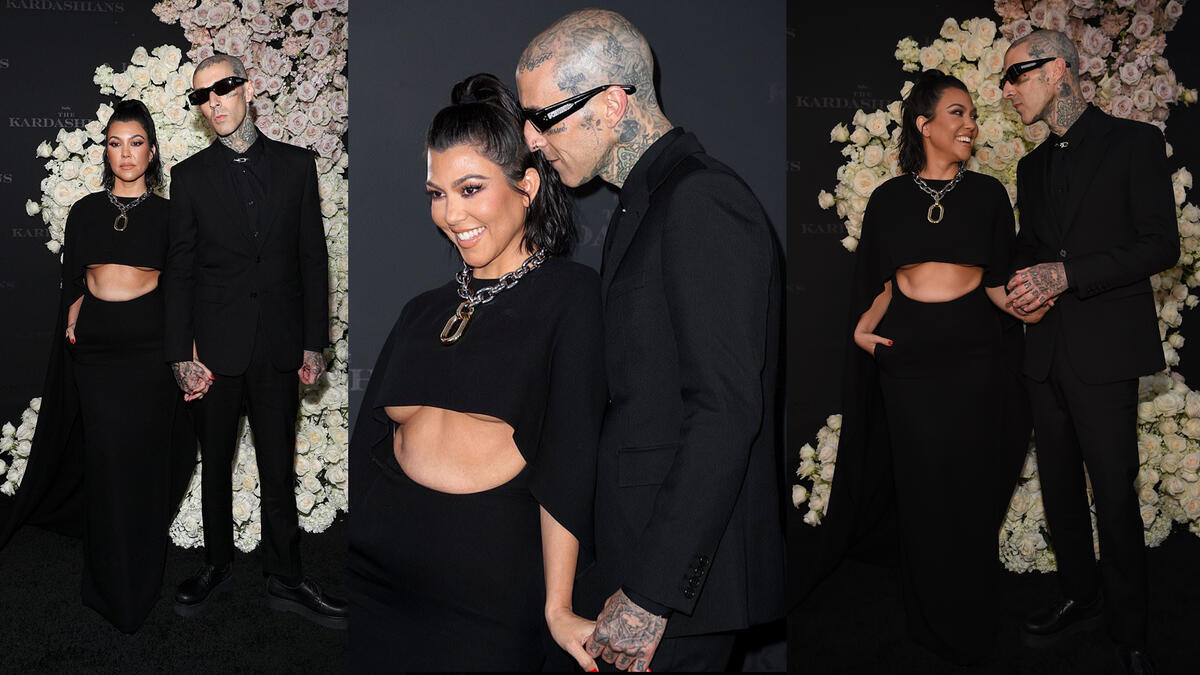Travis Barker and Kourtney Kardashian at The Premiere