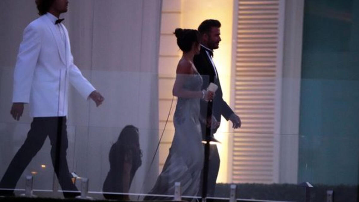 Victoria dazzled in a silver dress