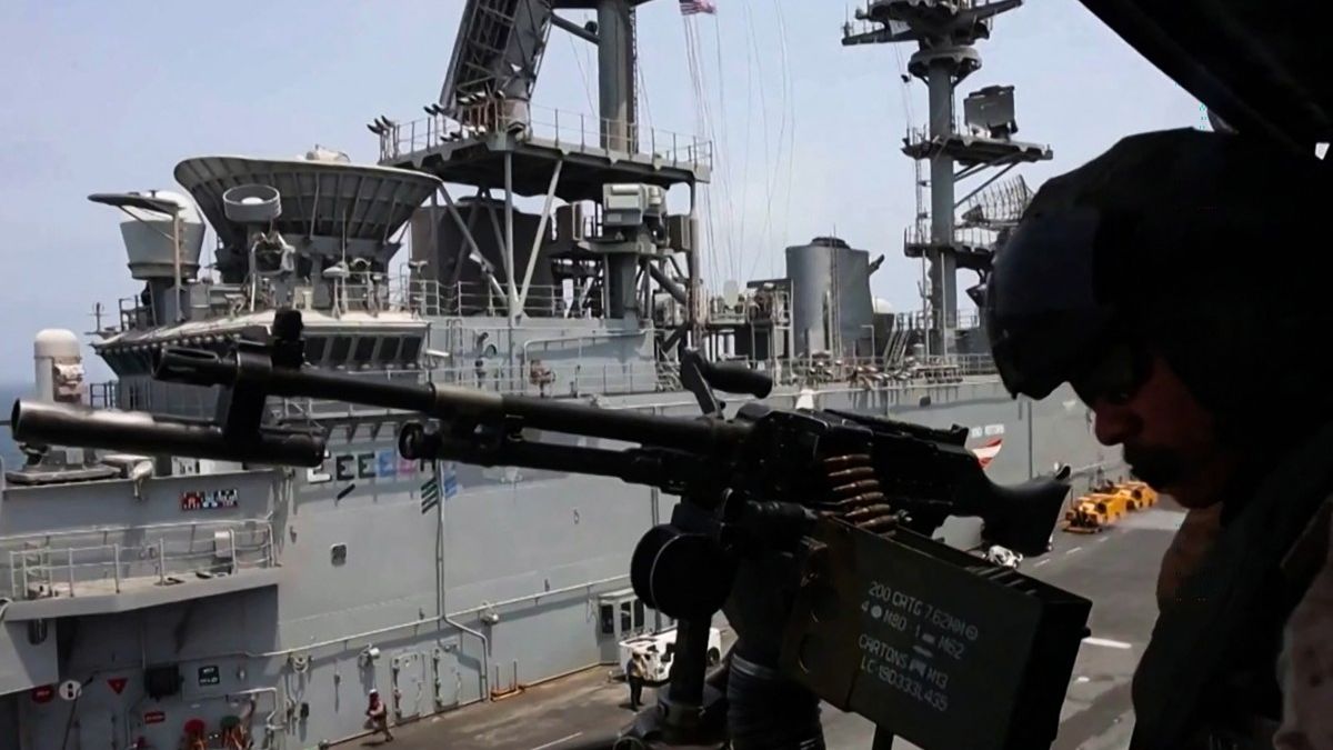 US Military helicopter gunner